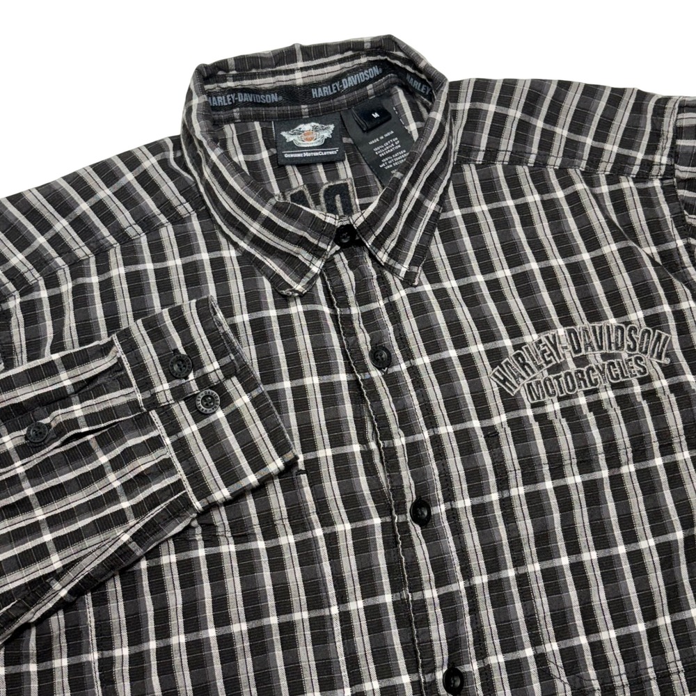 Harley Davidson‎ Motorcycles Plaid Long Sleeve Button Up Shirt Men's Size M